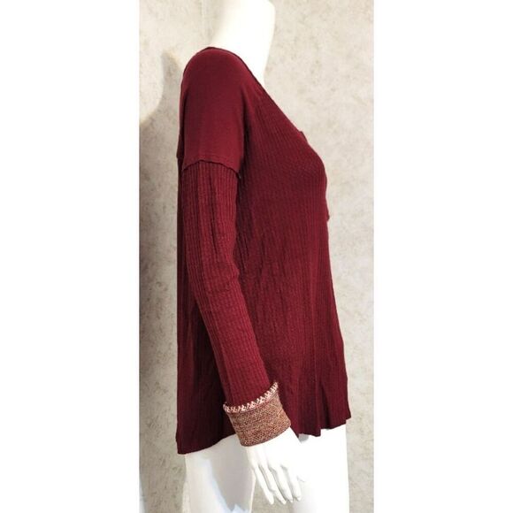 NWT - Paper Crane by Anthropologie Thermal Top with Sweater Cuff - Size S - Picture 2 of 13